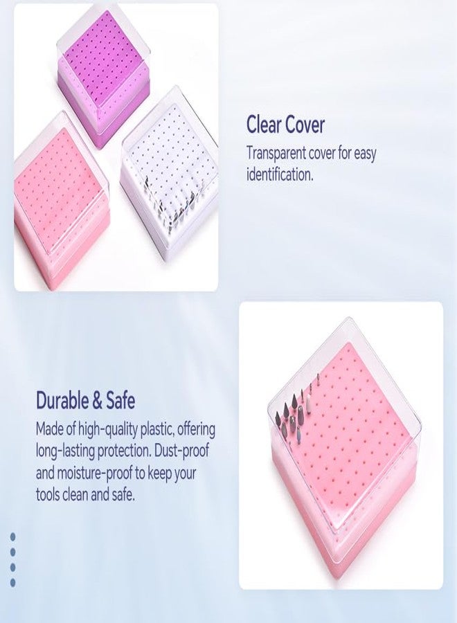 رولابلينج حامل رؤوس مثقاب الأظافر الدوار ذو 100 فتحة مع فرشاة تنظيف وفرشاة غبار، صندوق تخزين رؤوس مثقاب الأظافر المقاوم للغبار لفنيي الأظافر، حقيبة تنظيم احترافية لأدوات فن الأظافر (بنفسجي) - Image 4